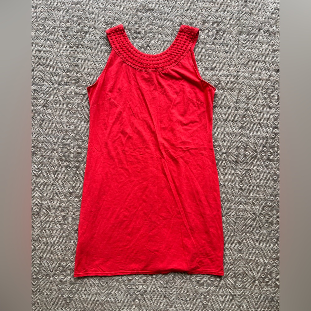 Tommy Bahama Red Sleeveless Crochet-Yoke Mini Dress